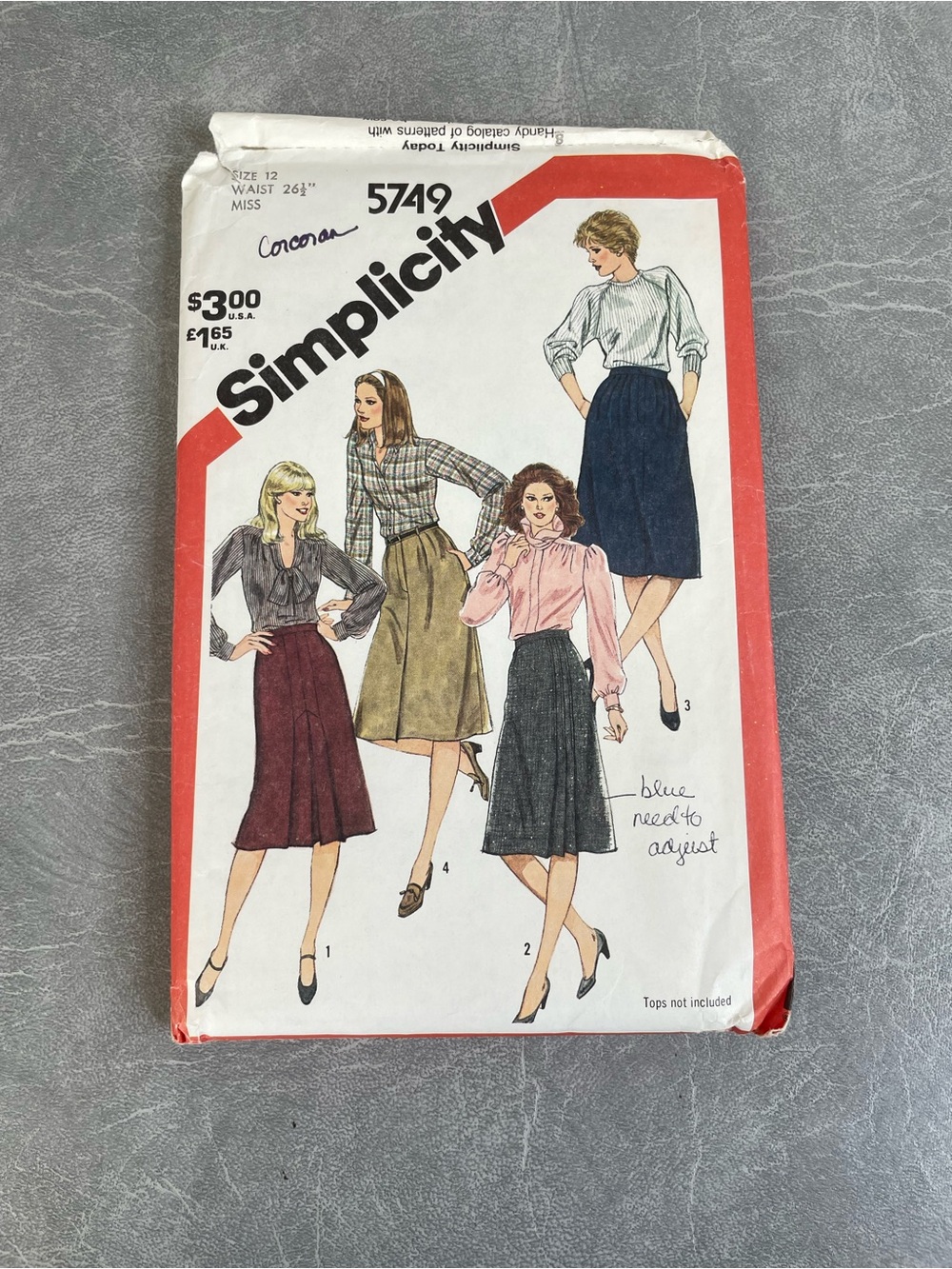 Simplicity 5749 Misses’ Skirt Sewing Pattern Size 12